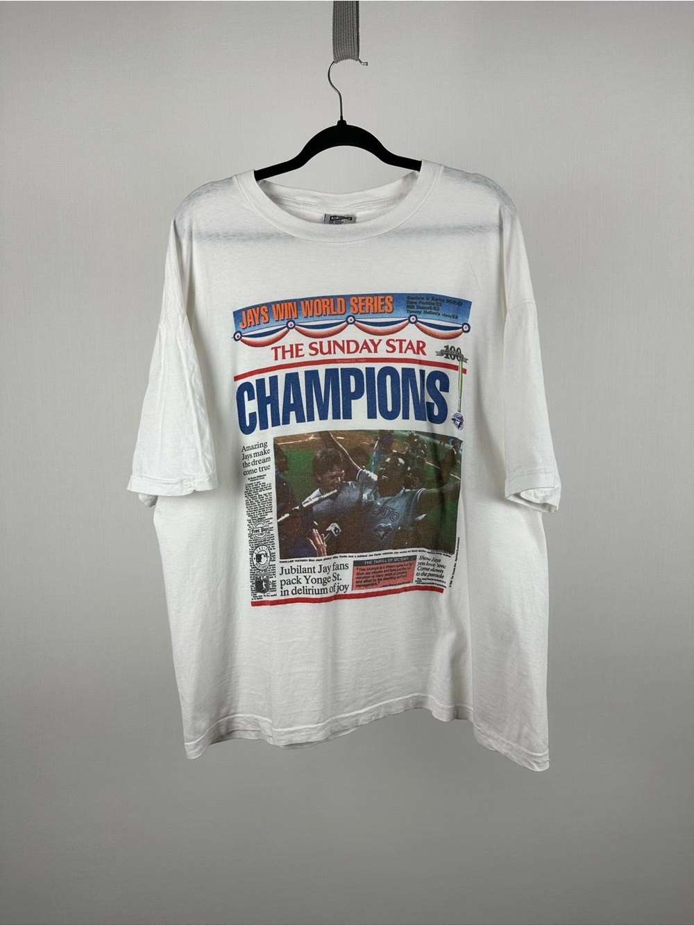 Vintage 1992 Toronto Blue Jays World Series Champions Sunday Star T-shirt - Picture 2 of 9